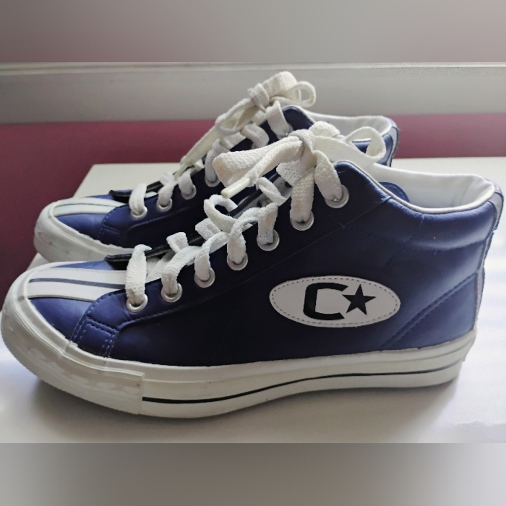VINTAGE Blue Converse C-Star Racer Mid Synthetic Athleisure Sneakers • Women's 8 - Picture 9 of 14